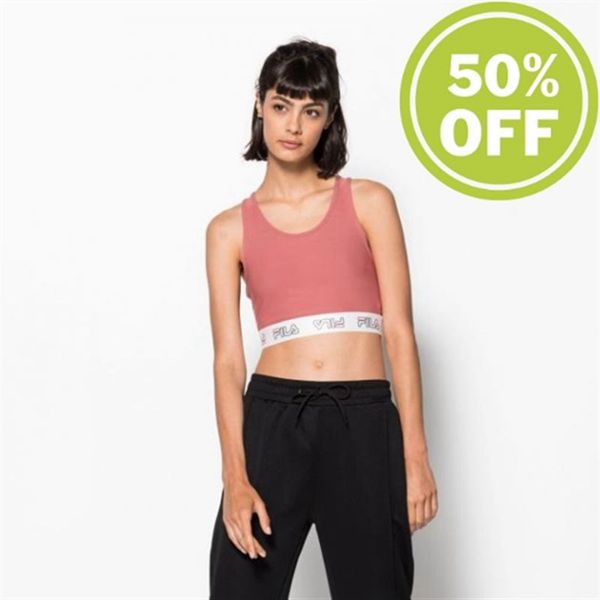 Fila Parade Taped Crop Crop Top Women's Shirts - Rose,NZ 532-46203